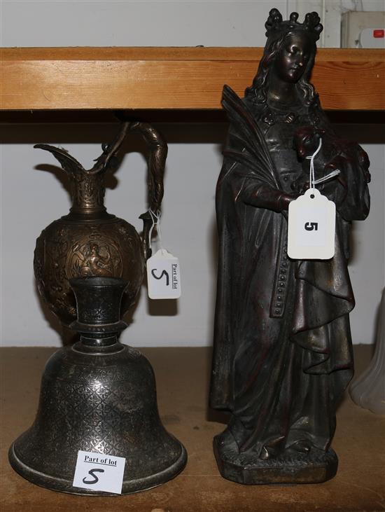 Religious figure, ewer jug & Eastern pot